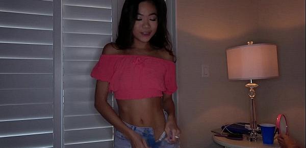  Hot Petite Asian Daughter Takes Big Dick in Tight Pussy